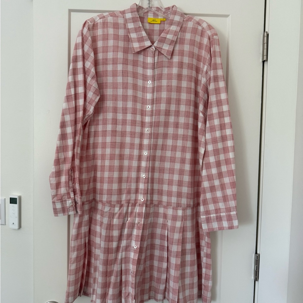 Roller Rabbit Pink and Cream Checkered Shirt Dress - Picture 3 of 4